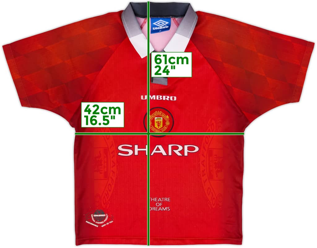 1996-98 Manchester United Home Shirt - 8/10 - (L.Boys)