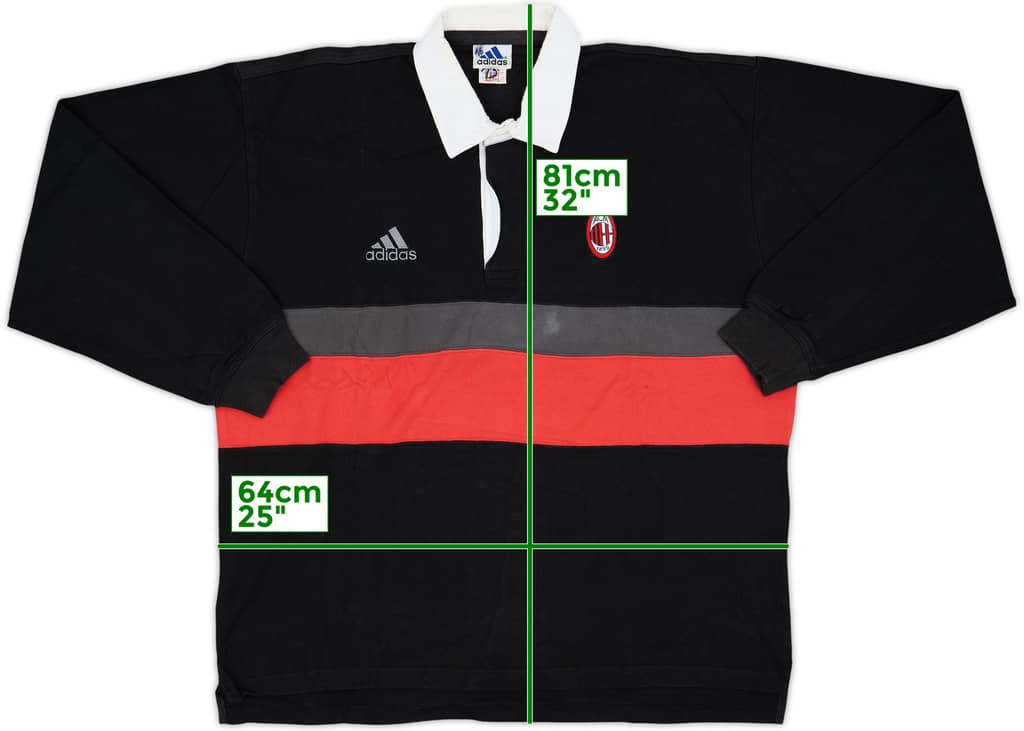 2000-01 AC Milan adidas Polo L/S Shirt - 8/10 - (XL)