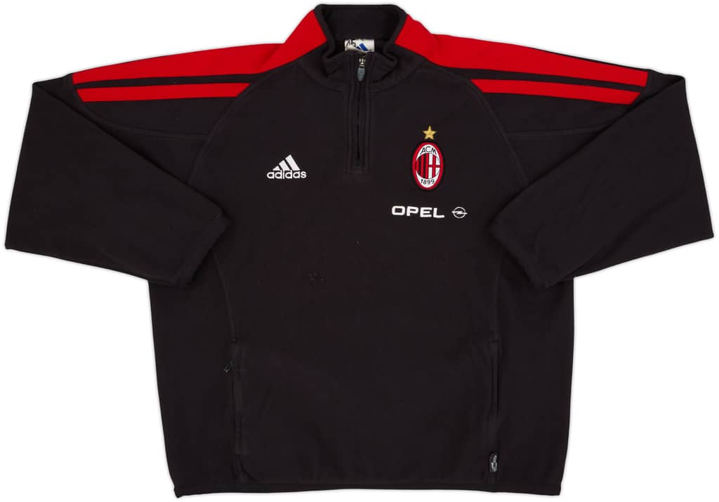 Chaqueta de entrenamiento con cremallera de 1/4 adidas versión jugador del AC Milan 2001-02 - 7/10 - (L/XL)