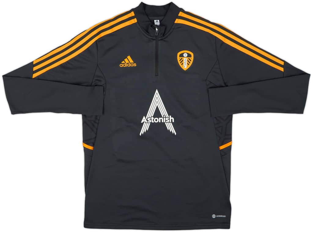2022-23 Leeds United adidas 1/4 Zip Drill Top - 9/10 - (M)