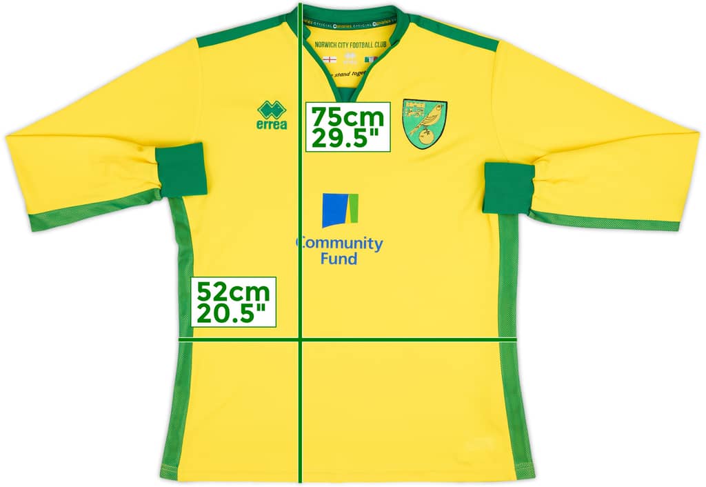 2016-17 Norwich Home L/S Shirt - 7/10 - (L)