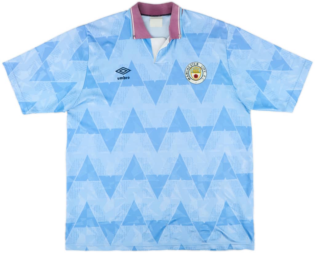 1989-91 Manchester City Home Shirt - 5/10 - (L)