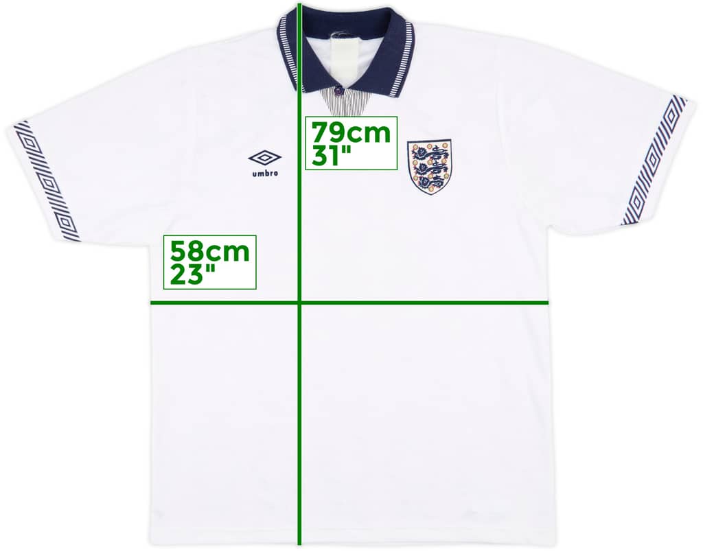 1990-92 England Home Shirt - 8/10 - (XL)
