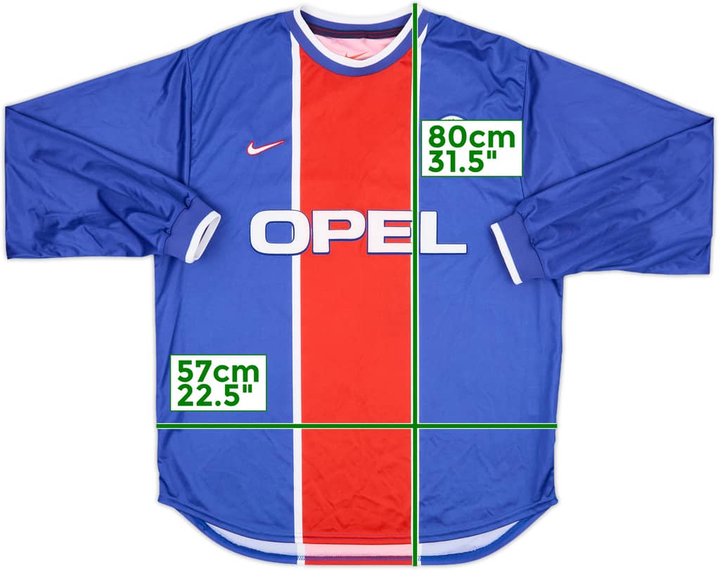 1999-00 Paris Saint-Germain Player Issue Home L/S Shirt - 8/10 - (L)
