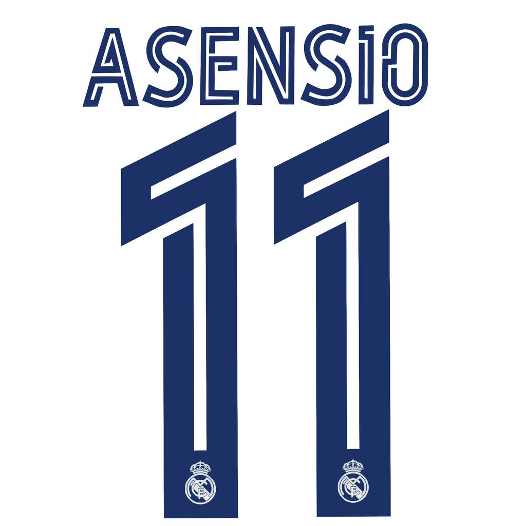 2020-21 Real Madrid Home Asensio #11 Name Set