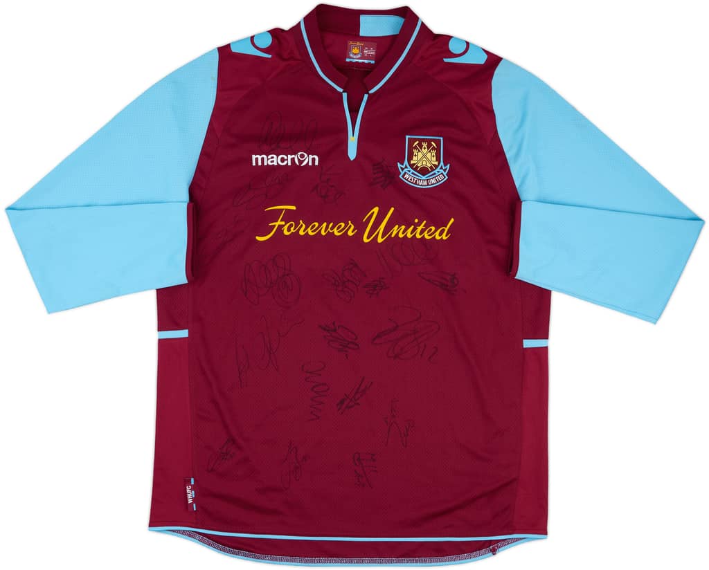2012-13 West Ham Squad Signed Home L/S Shirt - 8/10 - (L)