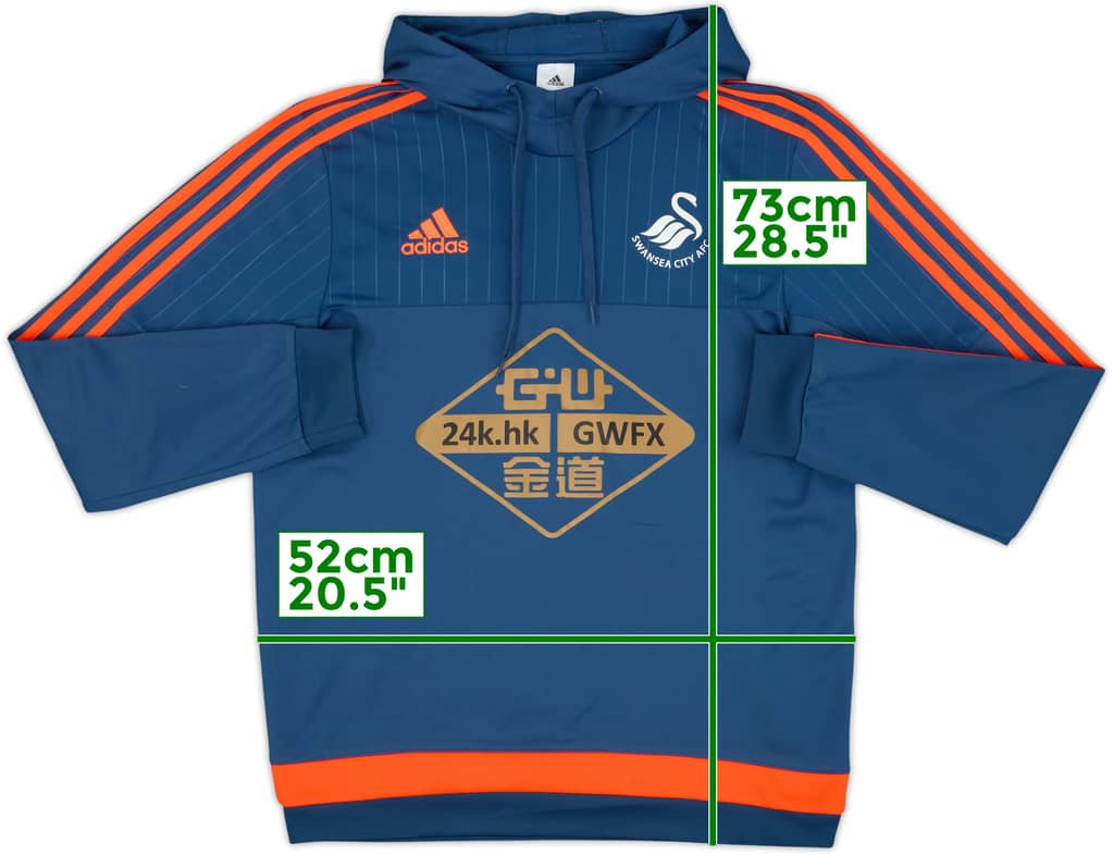 2015-16 Swansea adidas Hooded Sweat Top - 8/10 - (M)
