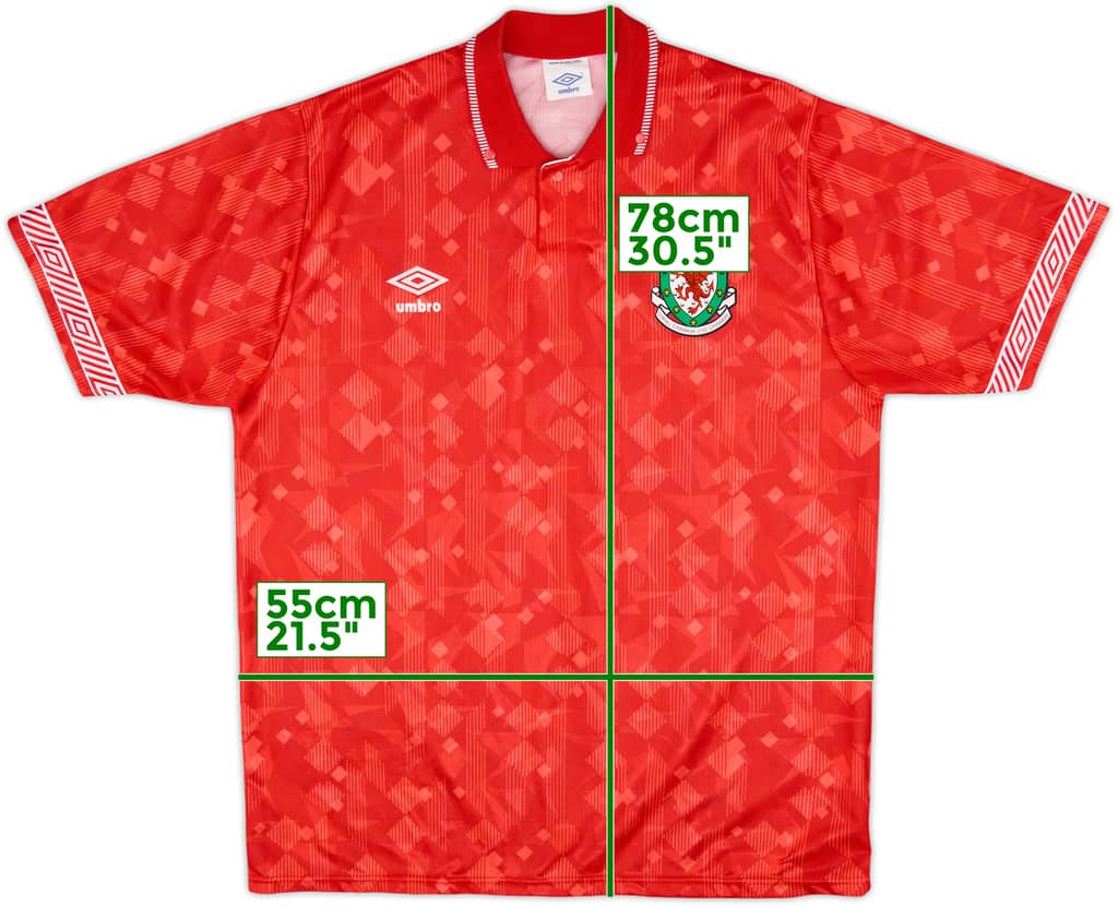 1990-92 Wales Home Shirt - 8/10 - (L)