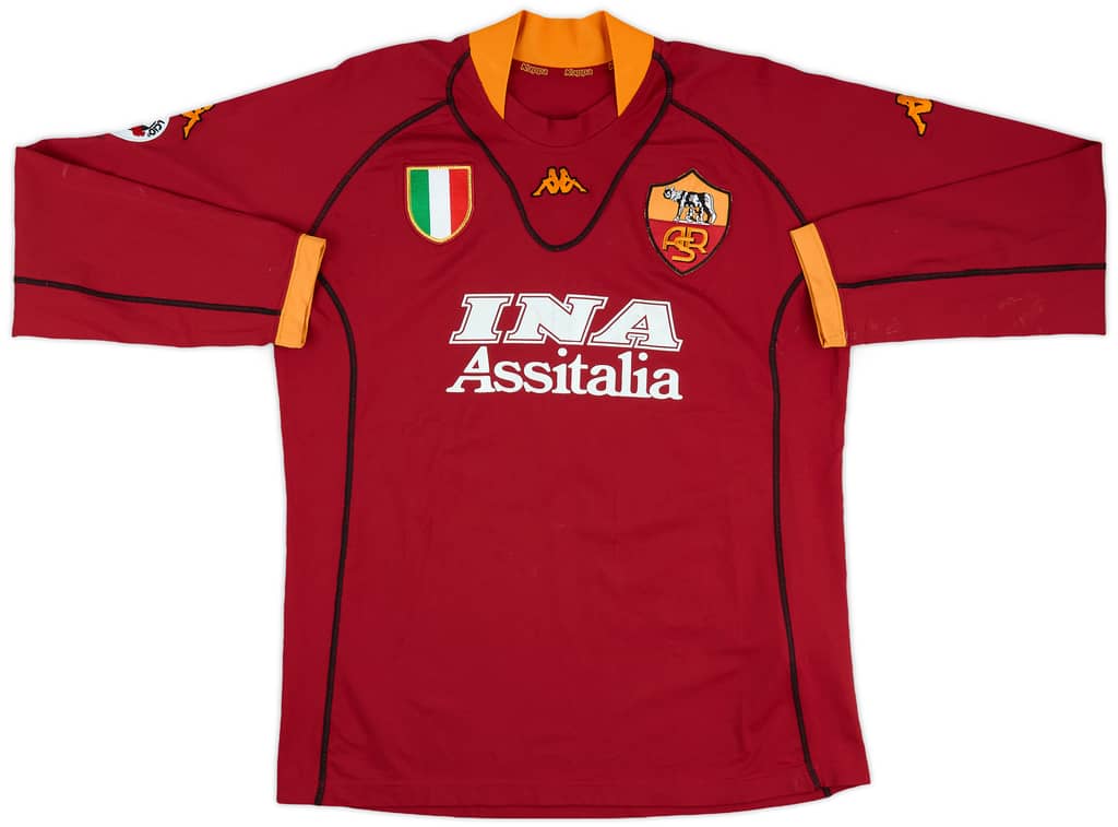 2001-02 Roma Match Issue Home L/S Shirt Candela #32