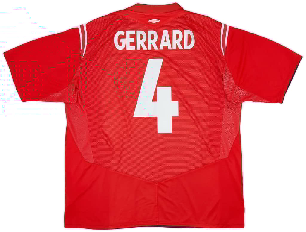 2004-06 England Away Shirt Gerrard #4 - 7/10 - (XL)