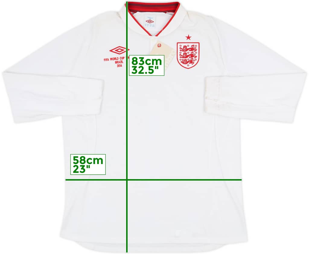 2012-13 England 'World Cup Finals 2014' Home L/S Shirt (XXL)