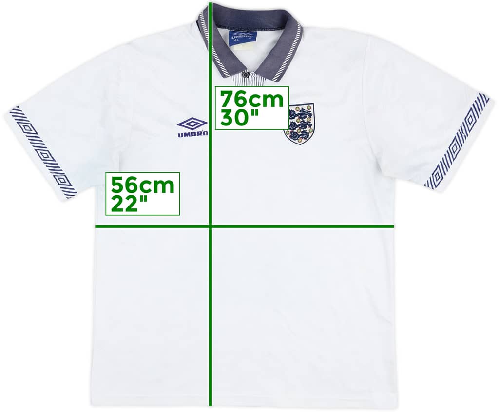 1990-92 England Home Shirt - 9/10 - (XL)