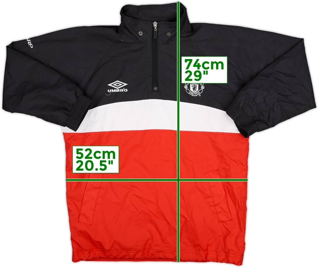 1998-00 Manchester United Umbro 1/4 Zip Hooded Drill Top - 10/10 - (L.Boys)