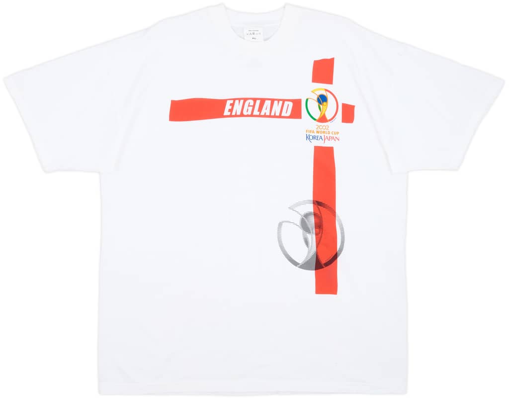 2002 England 'World Cup Korea/Japan' Graphic Tee - 9/10 - (XL)