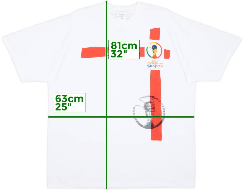 2002 England 'World Cup Korea/Japan' Graphic Tee - 9/10 - (XL)