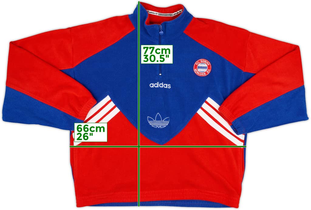 1995-96 Bayern Munich adidas 1/4 Zip Fleece Top - 10/10 - (L)