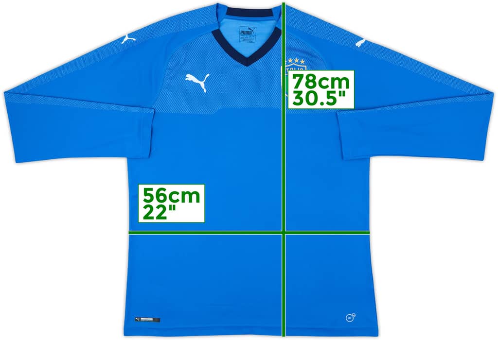 2018-19 Italy Home L/S Shirt - 9/10 - (XL)
