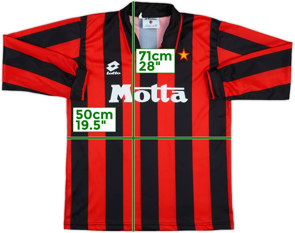 1993-94 AC Milan Home L/S Shirt - 8/10 - (XL.Boys)