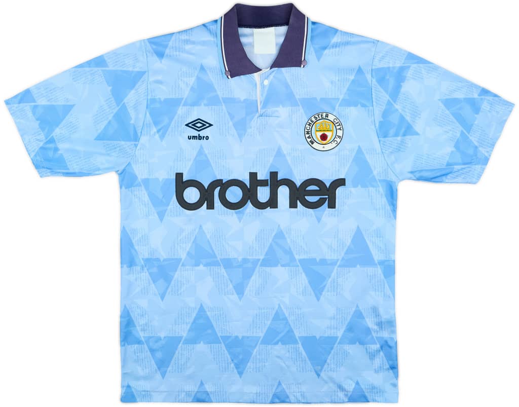 1989-91 Manchester City Home Shirt - 8/10 - (M)