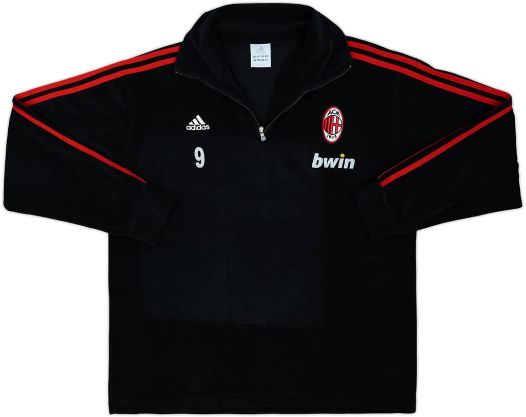 2007-08 AC Milan Player Issue adidas 1/4 Zip Drill Top #9 - 3/10 - (L)