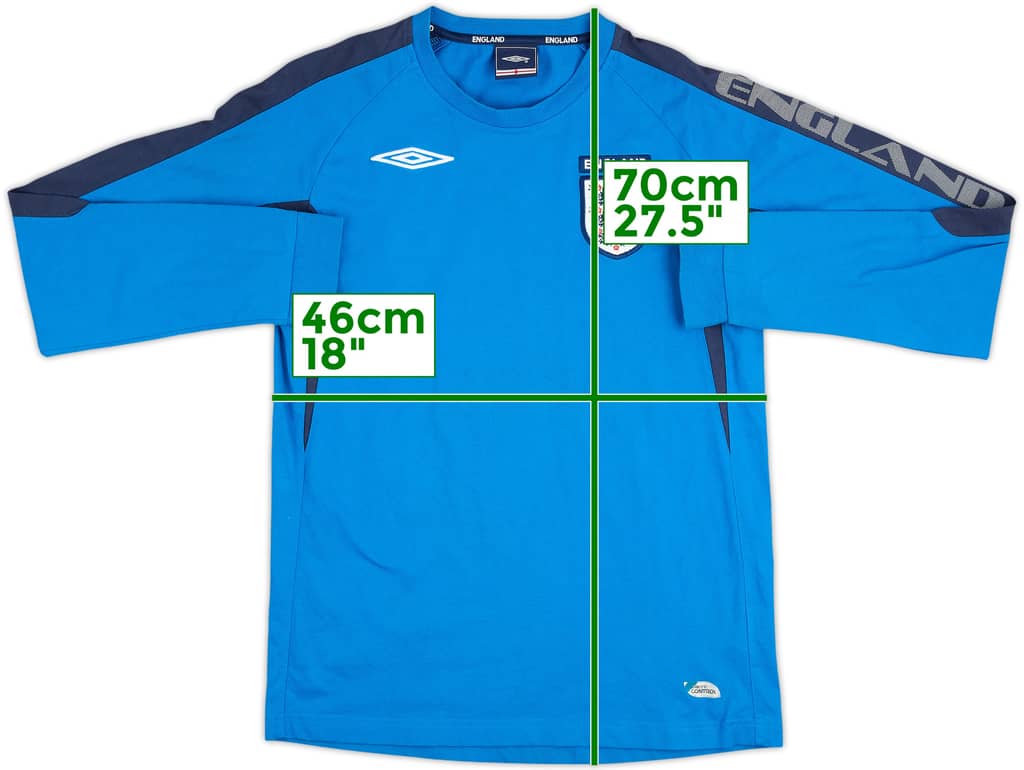 Camiseta de algodón de manga larga de Inglaterra Umbro 2004-06 - 6/10 - (S)