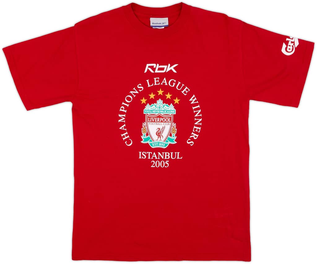 2005-06 Liverpool 'Champions League Winners' Cotton Tee - 9/10 - (XS)