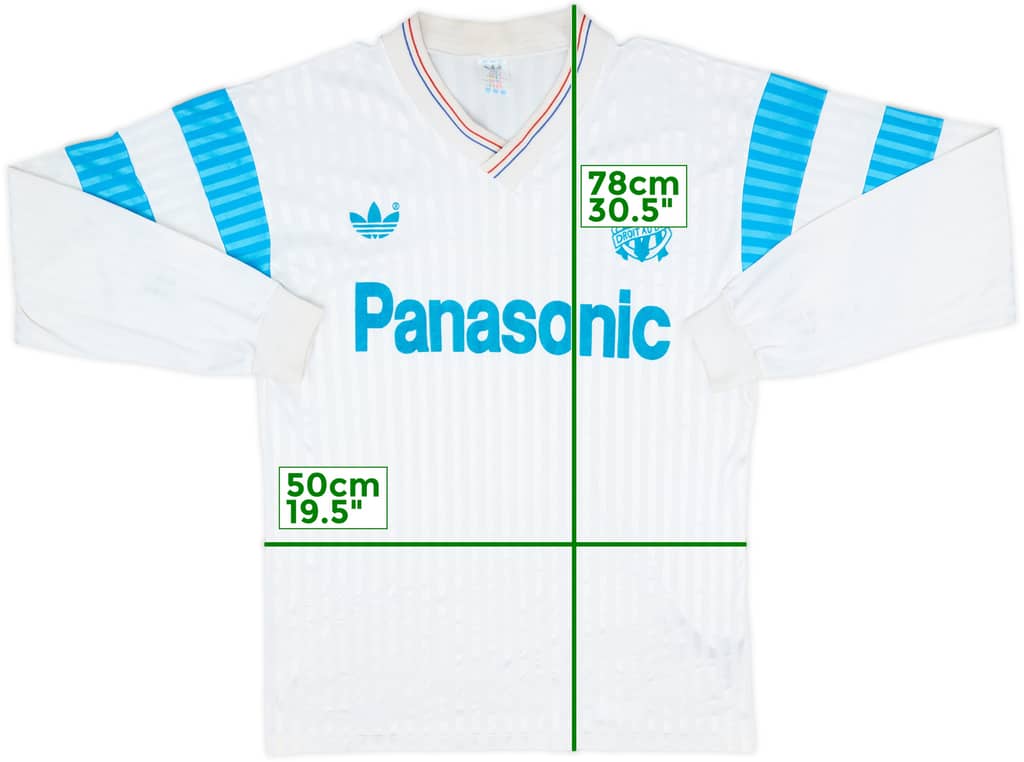1990-91 Olympique Marseille Home L/S Shirt - 9/10 - (L)