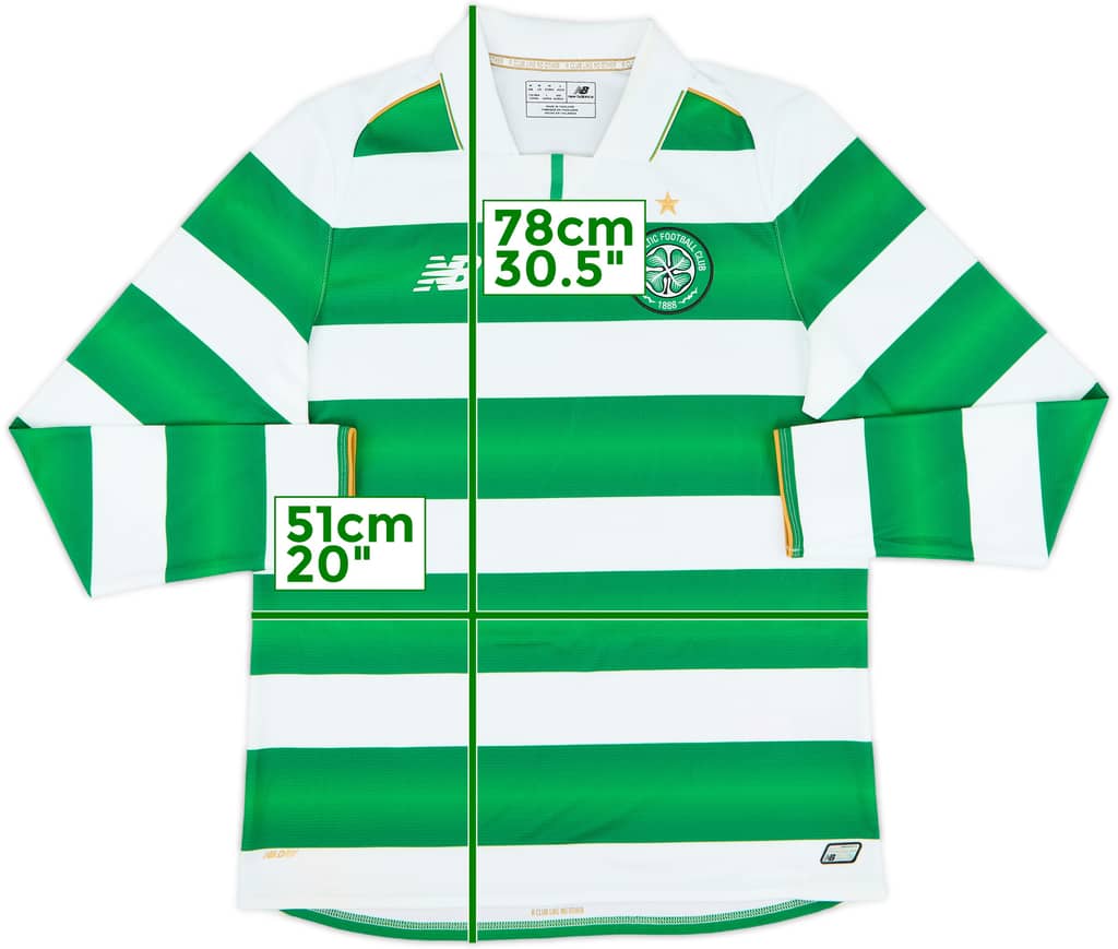2016-17 Celtic Home L/S Shirt - 10/10 - (M)