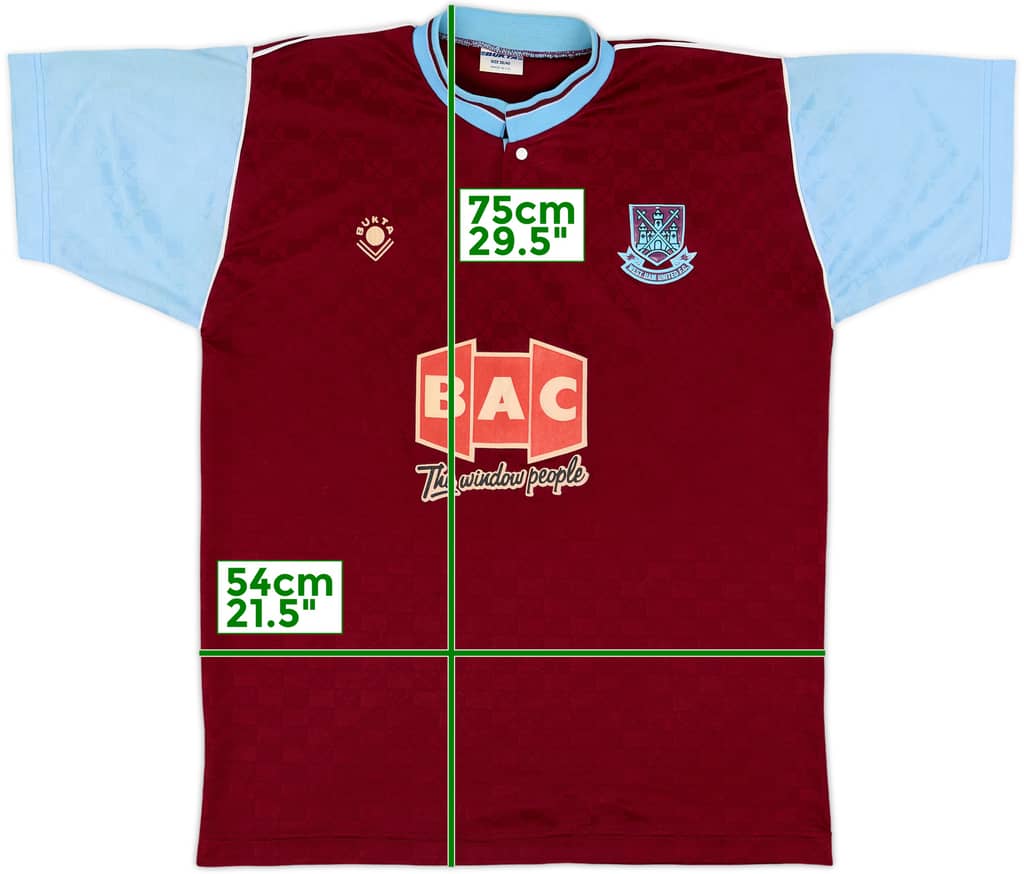1989-90 West Ham Home Shirt - 8/10 - (M)