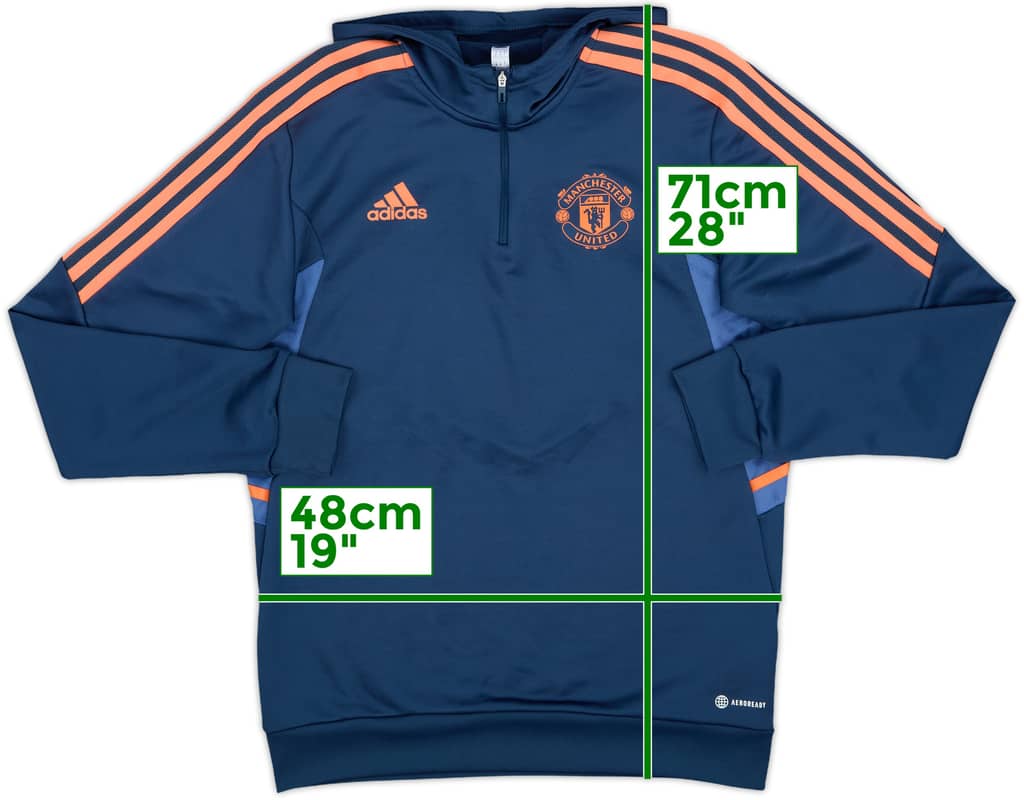 2022-23 Manchester United adidas 1/4 Zip Hooded Drill Top - 10/10 - (M)