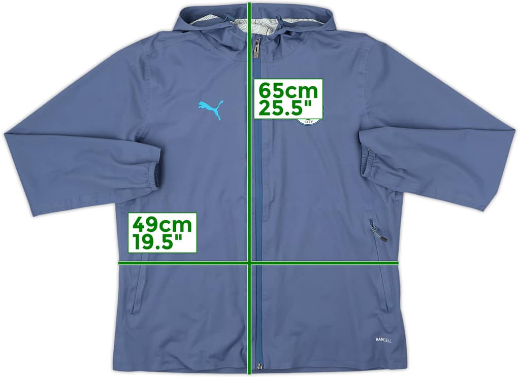 2019-20 Manchester City Puma Hooded Rain Jacket - 7/10 - (L.Boys)
