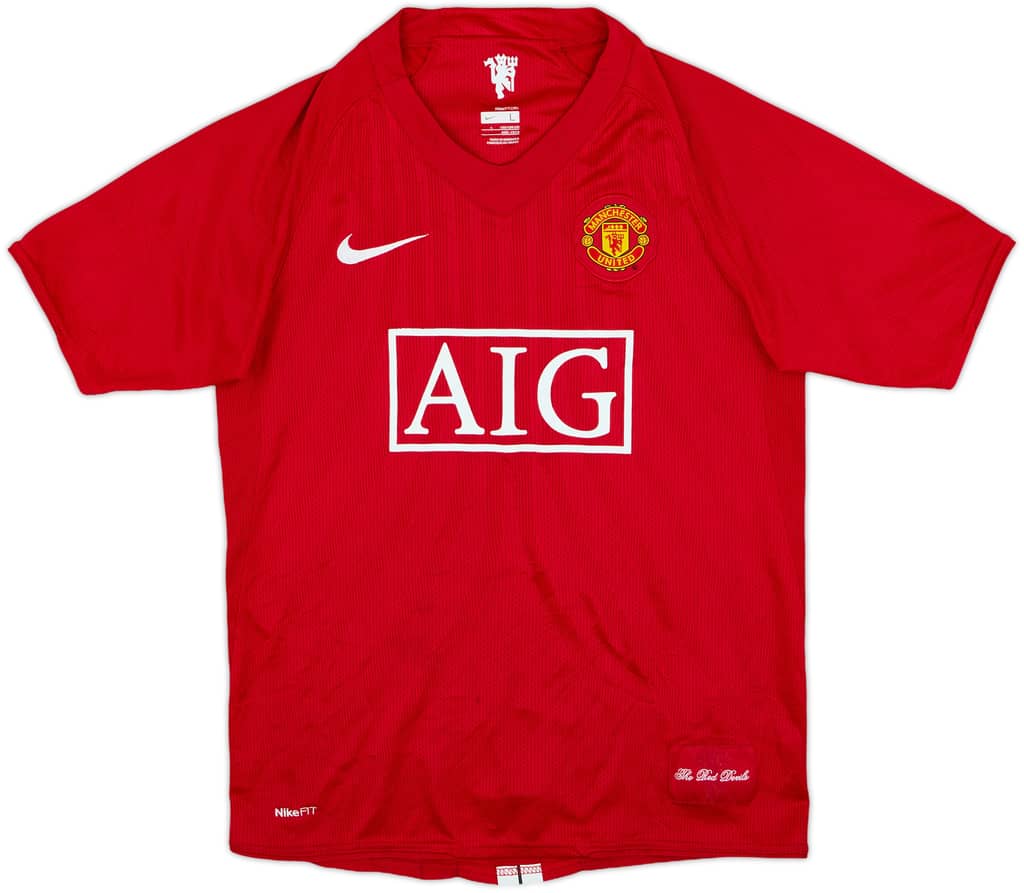 2007-09 Manchester United Home Shirt - 8/10 - (L.Boys)