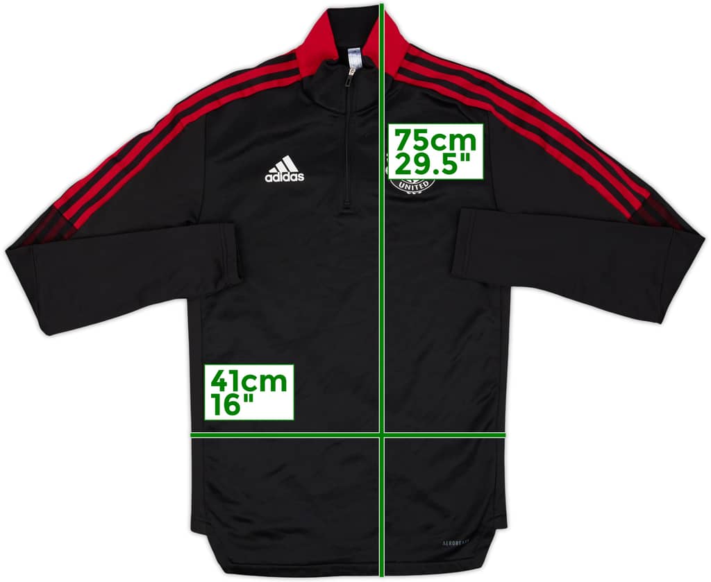 2021-22 Manchester United adidas 1/4 Zip Drill Top - 8/10 - (S)