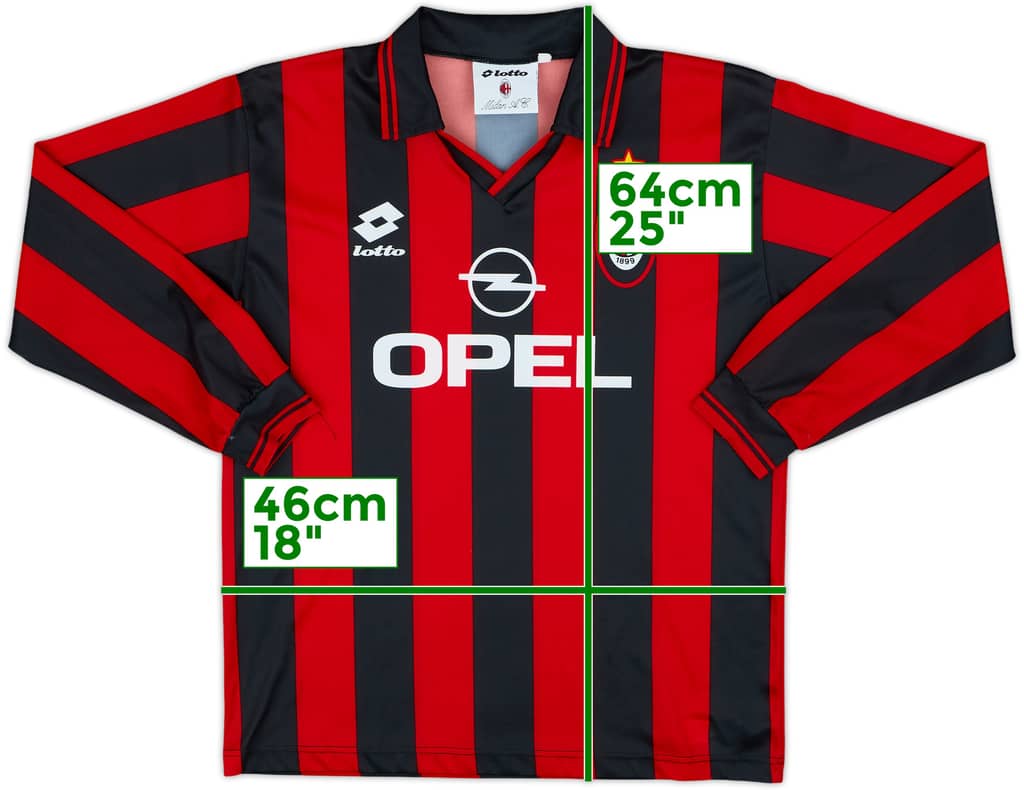 1997-98 AC Milan Home L/S Shirt - 8/10 - (XL.Boys)