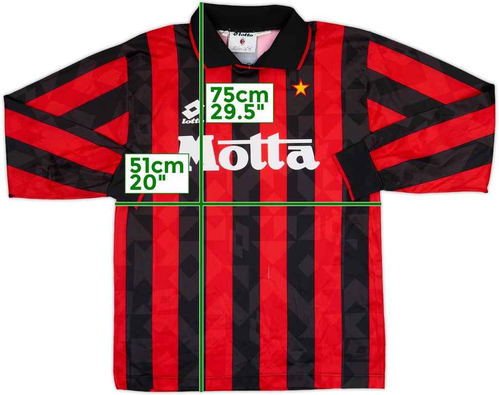 1993-94 AC Milan Home L/S Shirt - 6/10 - (L)