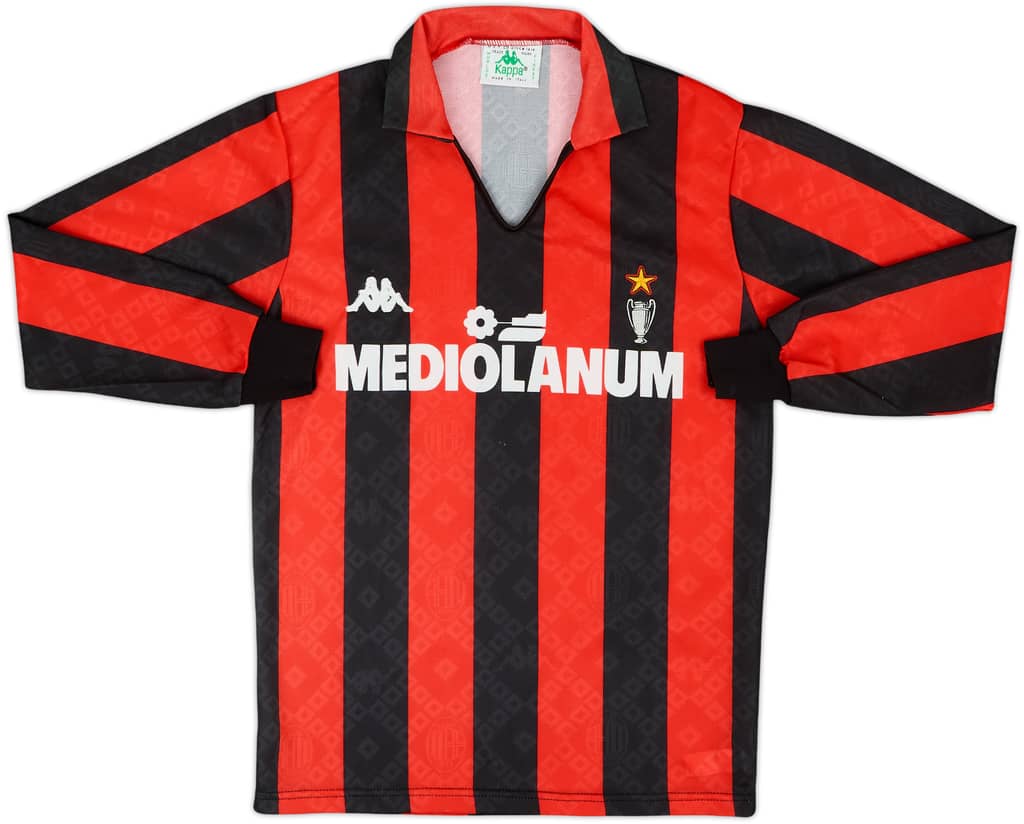 1989-90 AC Milan Home L/S Shirt - 8/10 - (L.Boys)
