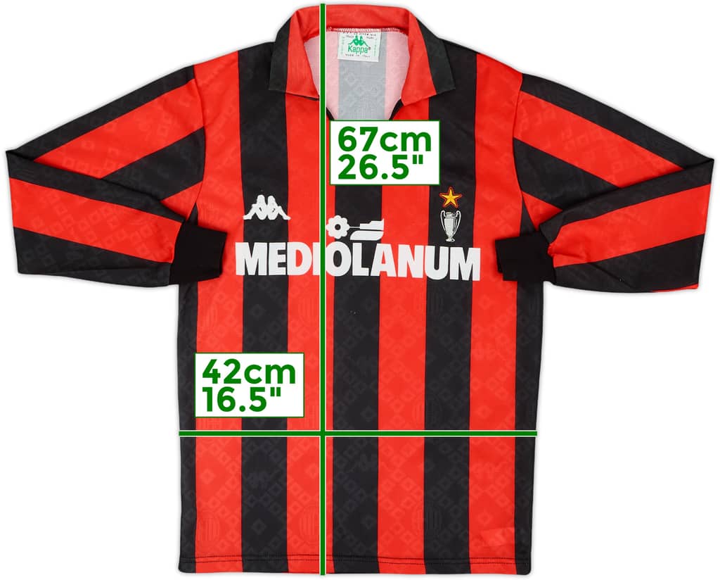 1989-90 AC Milan Home L/S Shirt - 8/10 - (L.Boys)