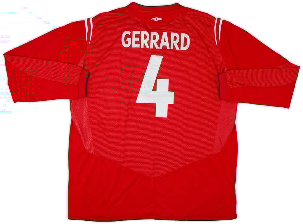 2004-06 England Away L/S Shirt Gerrard #4 - 8/10 - (XXL)