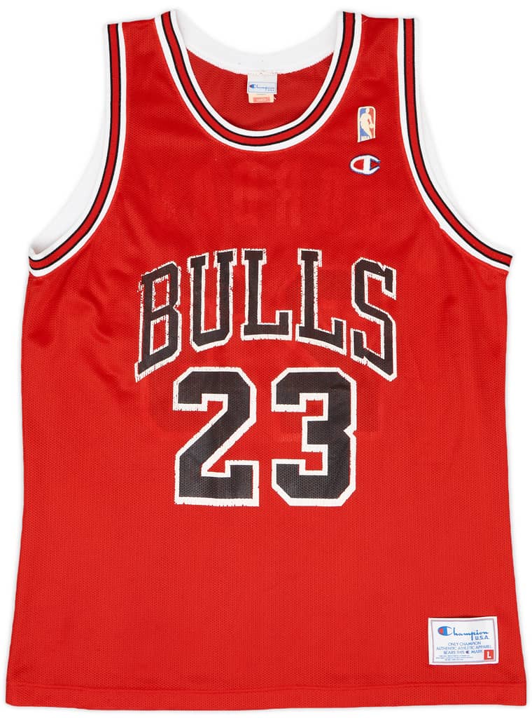 1991-93 Chicago Bulls Jordan #23 Champion Away Jersey - 5/10 - (L)