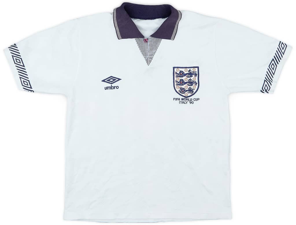 1990-92 England 'World Cup' Home Shirt - 7/10 - (M.Boys)