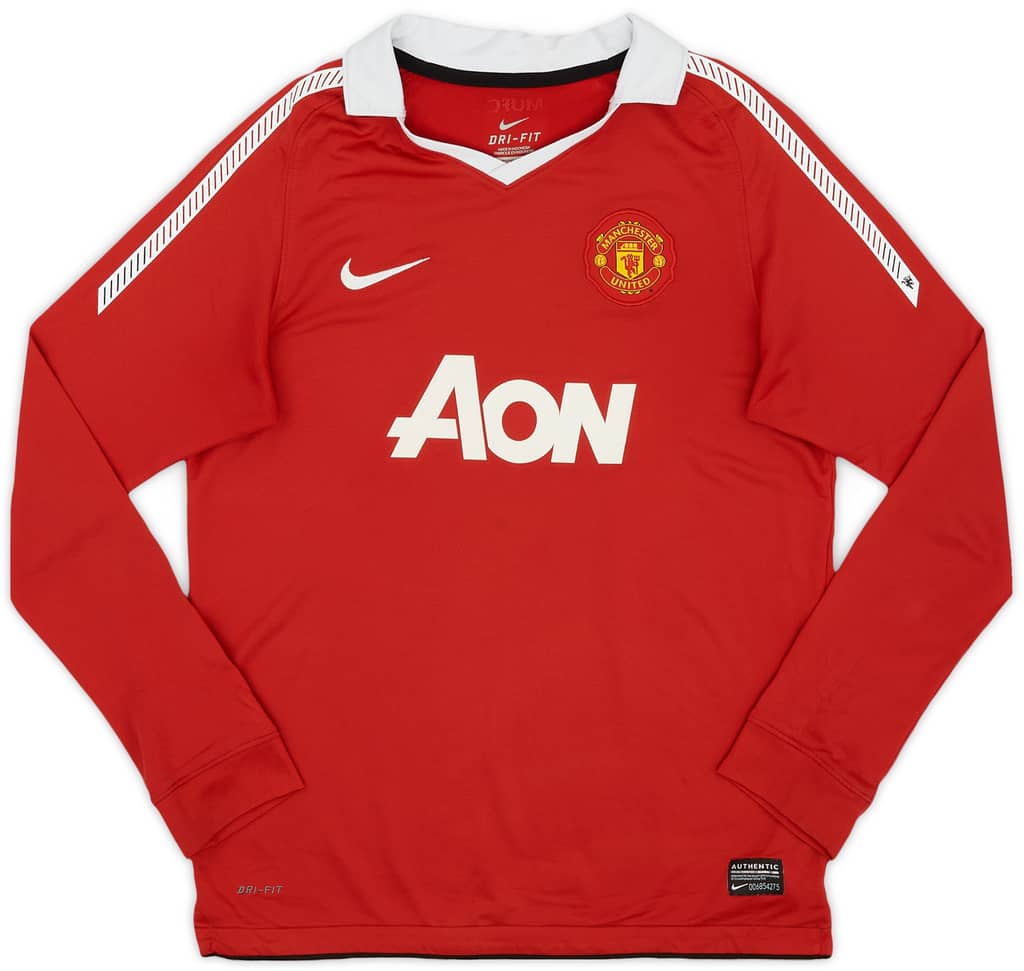 2010-11 Manchester United Home L/S Shirt - 8/10 - (L.Boys)