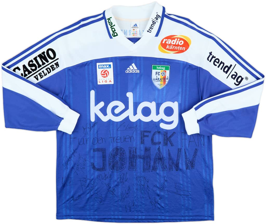 2001-02 FC Karnten Match Issue Squad Signed Away L/S Shirt Lamprecht #18