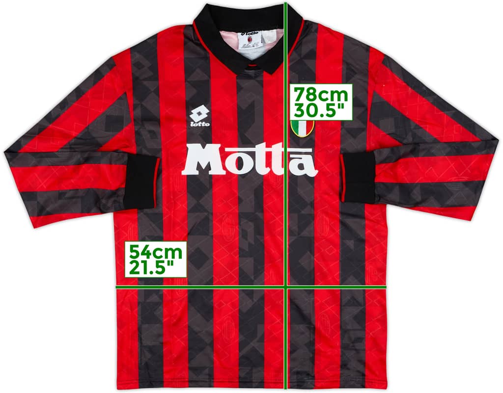 1993-94 AC Milan Home L/S Shirt - 7/10 - (L)