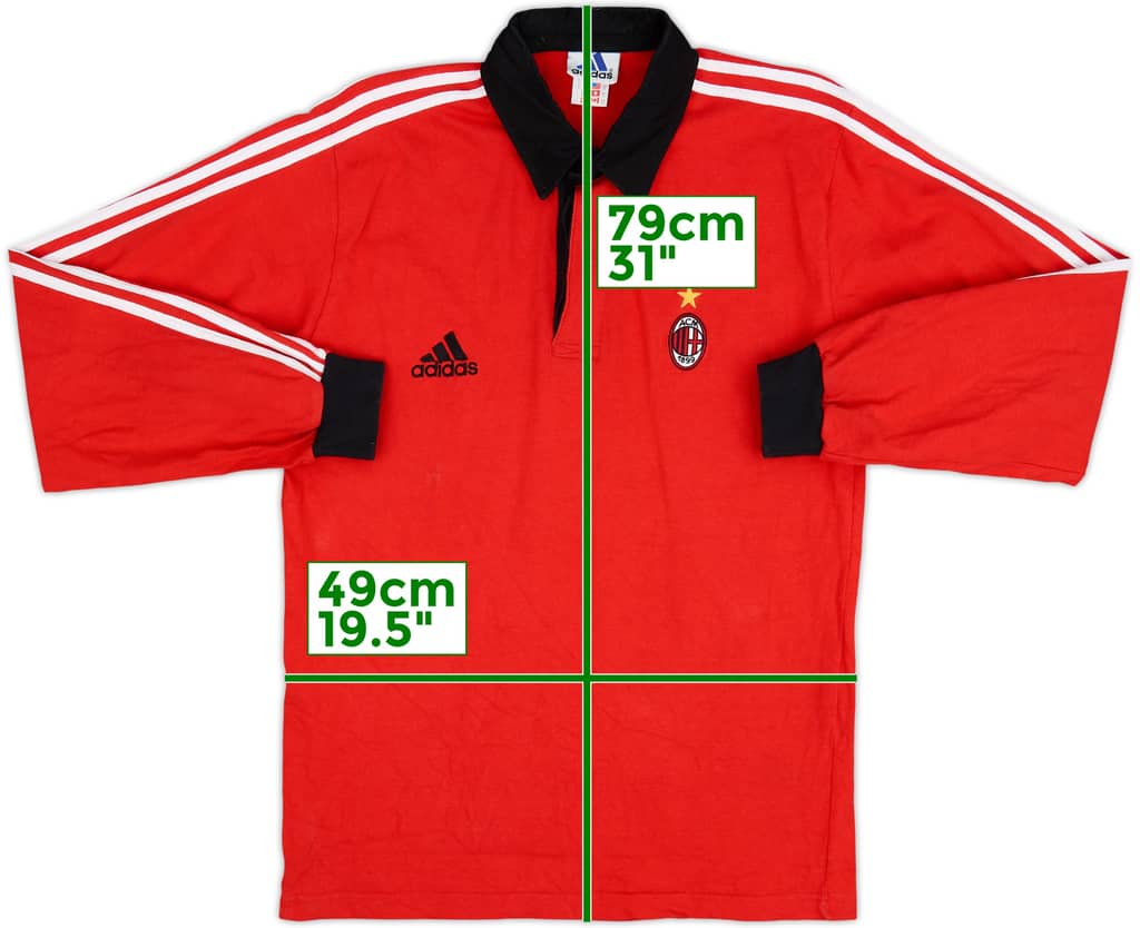 1999-00 AC Milan adidas Polo L/S Shirt - 8/10 - (S)