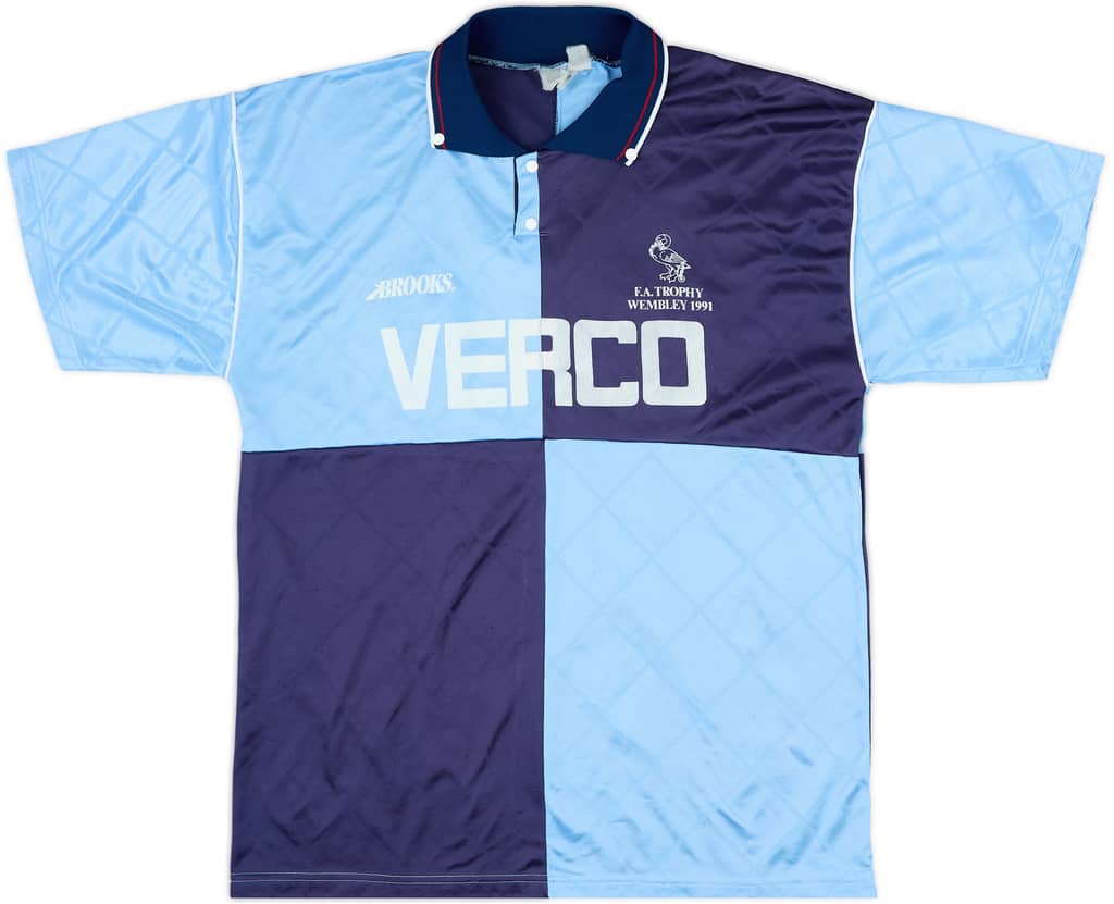 1990-92 Wycombe Wanderers 'F.A. Trophy Wembley 1991' Home Shirt - 8/10 - (L)