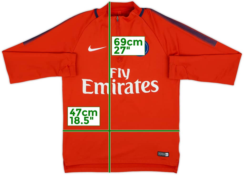2017-18 Paris Saint-Germain Nike 1/4 Zip Drill Top - 8/10 - (S)