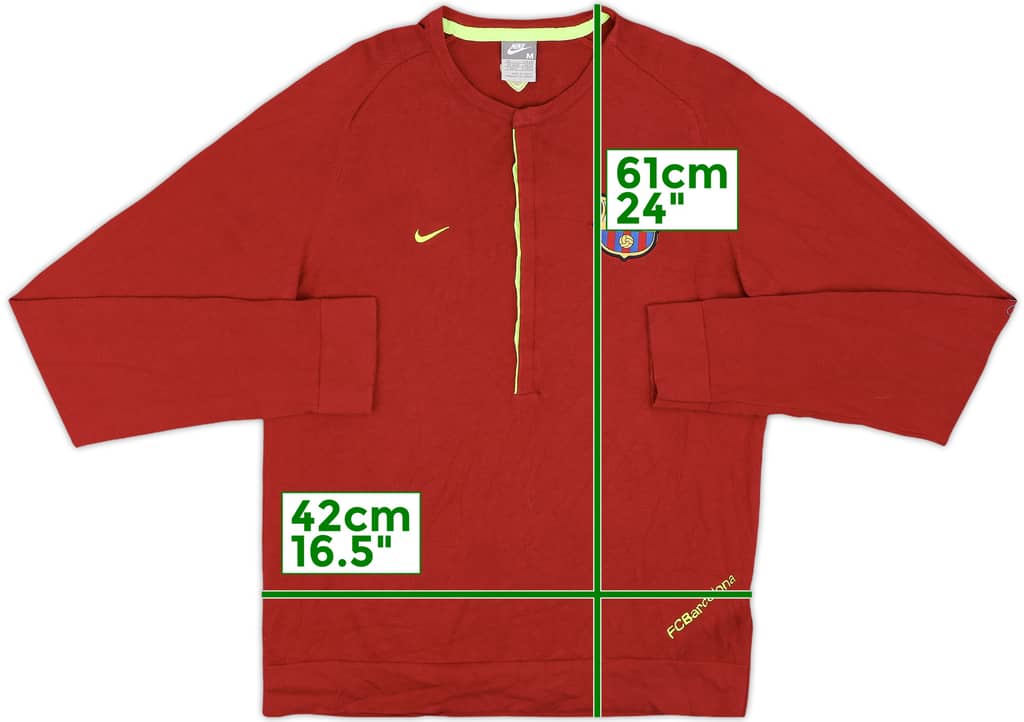 2007-08 Barcelona Nike 1/2 Polo L/S Shirt - 9/10 - (M)