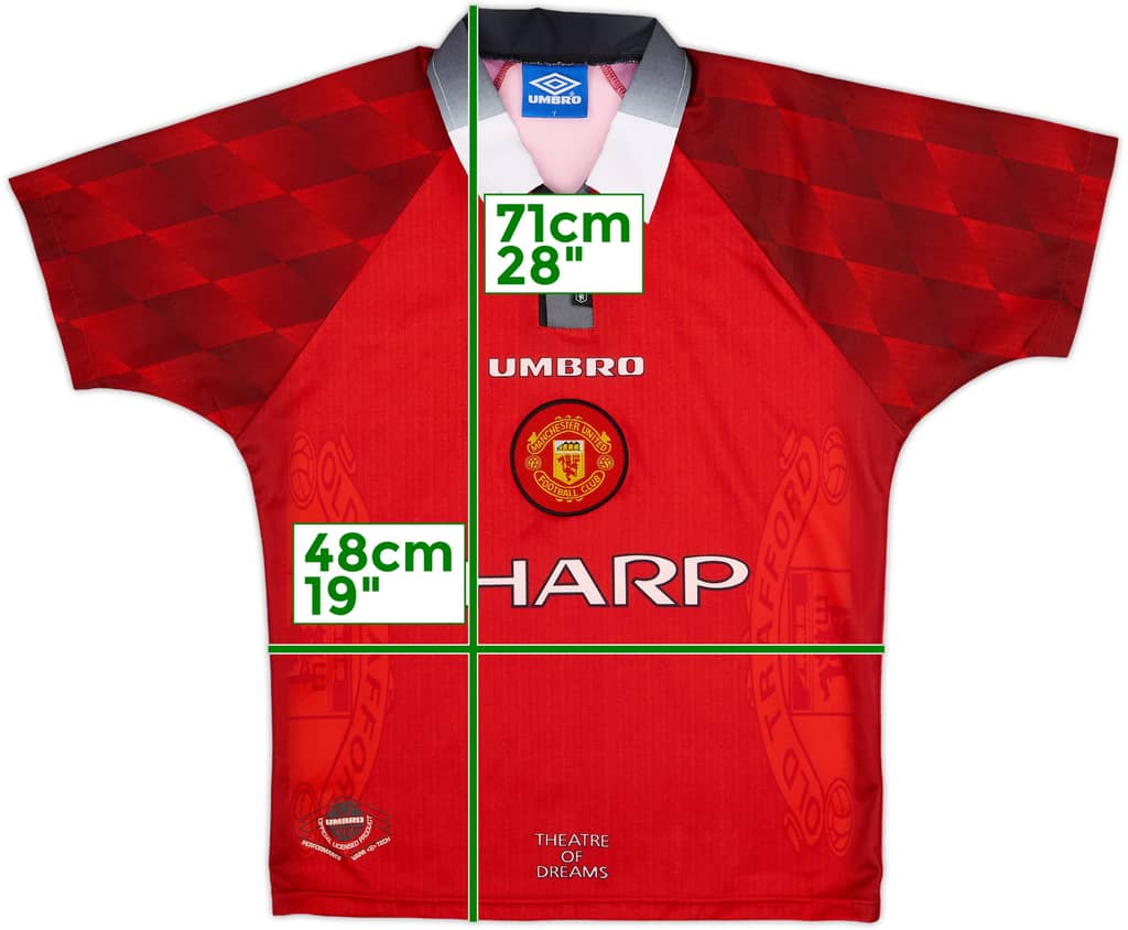 1996-98 Manchester United Home Shirt - 9/10 - (Y)