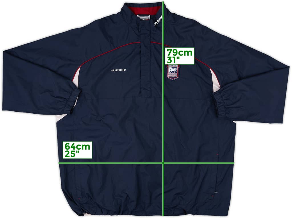 2001-02 Ipswich Town Punch 1/4 Zip Jacket - 10/10 - (XXL)
