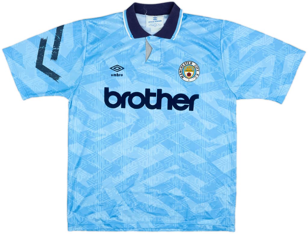 1991-93 Manchester City Home Shirt - 8/10 - (L)